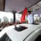 Calon presiden nomor urut dua Prabowo Subianto Menghadiri acara Deklarasi Nasional Gerakan Muslim Persatuan Indonesia Cinta Tanah Air (Gempita) di Grand Sudirman Ballroom. (Dok. Tim Media Prabowo-Gibran)  